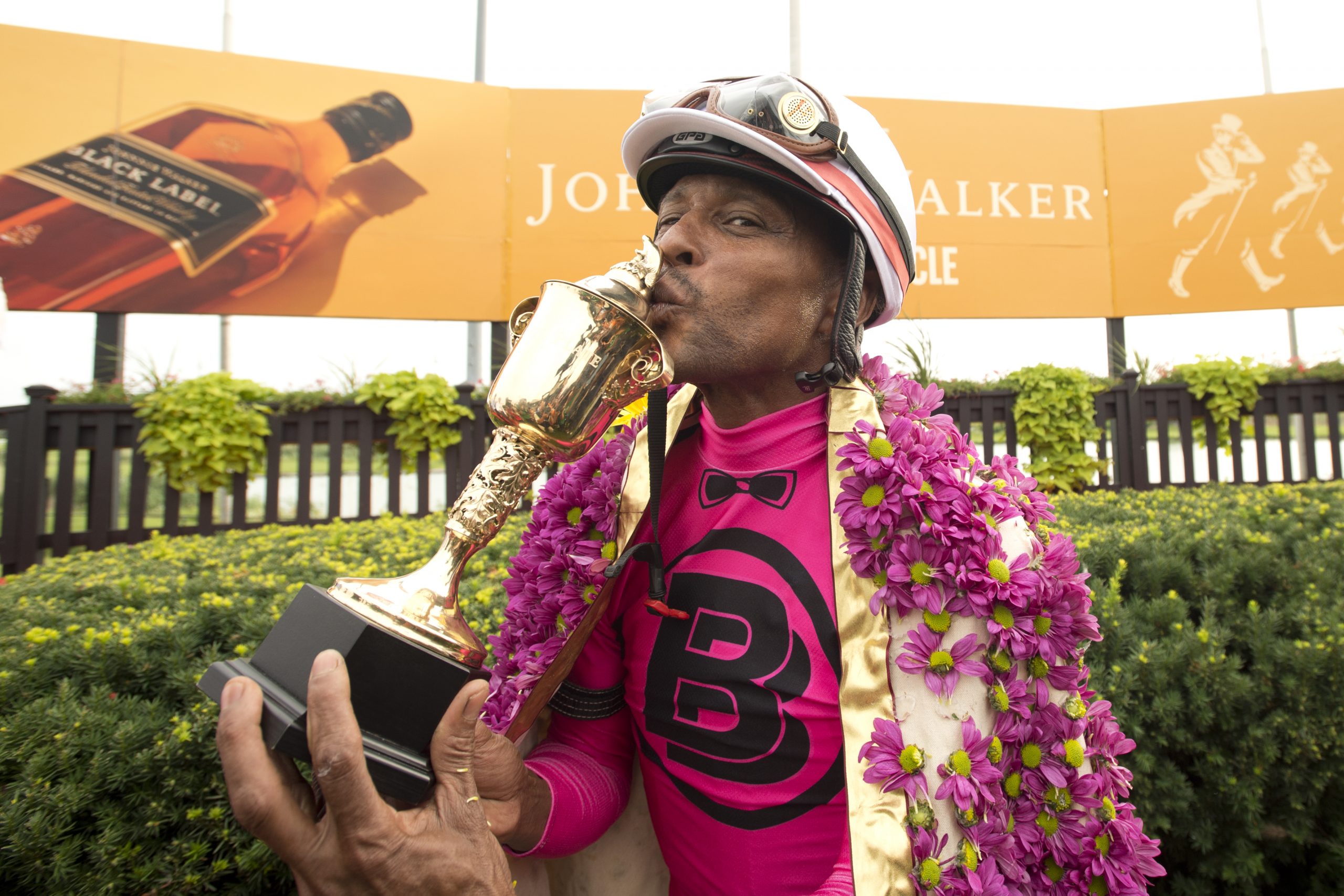 Patrick Husbands in the winner's circle for The 164th King's Plate on August 20, 2023 (Michael Burns Photo)