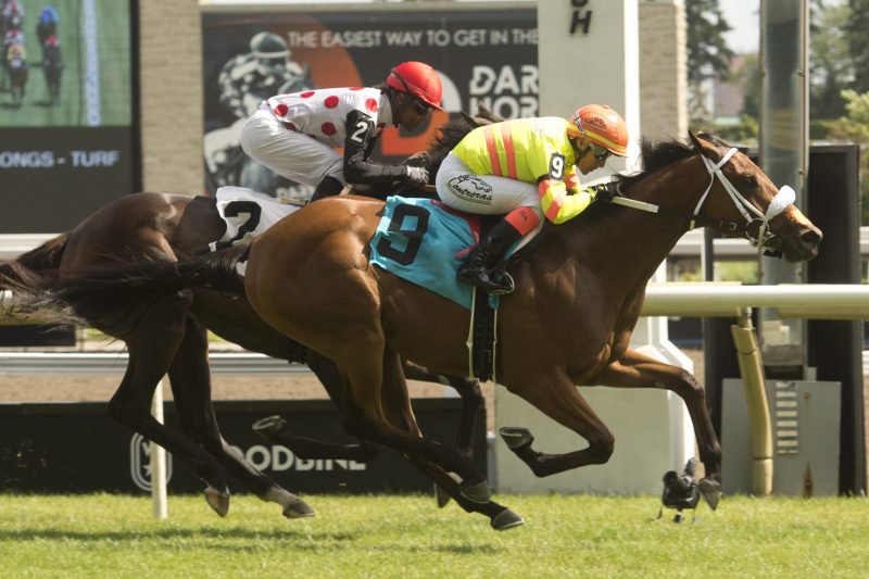 Wickenheiser and jockey Luis Contreras winning Race 6 on July 2, 2022 at Woodbine (Michael Burns Photo)