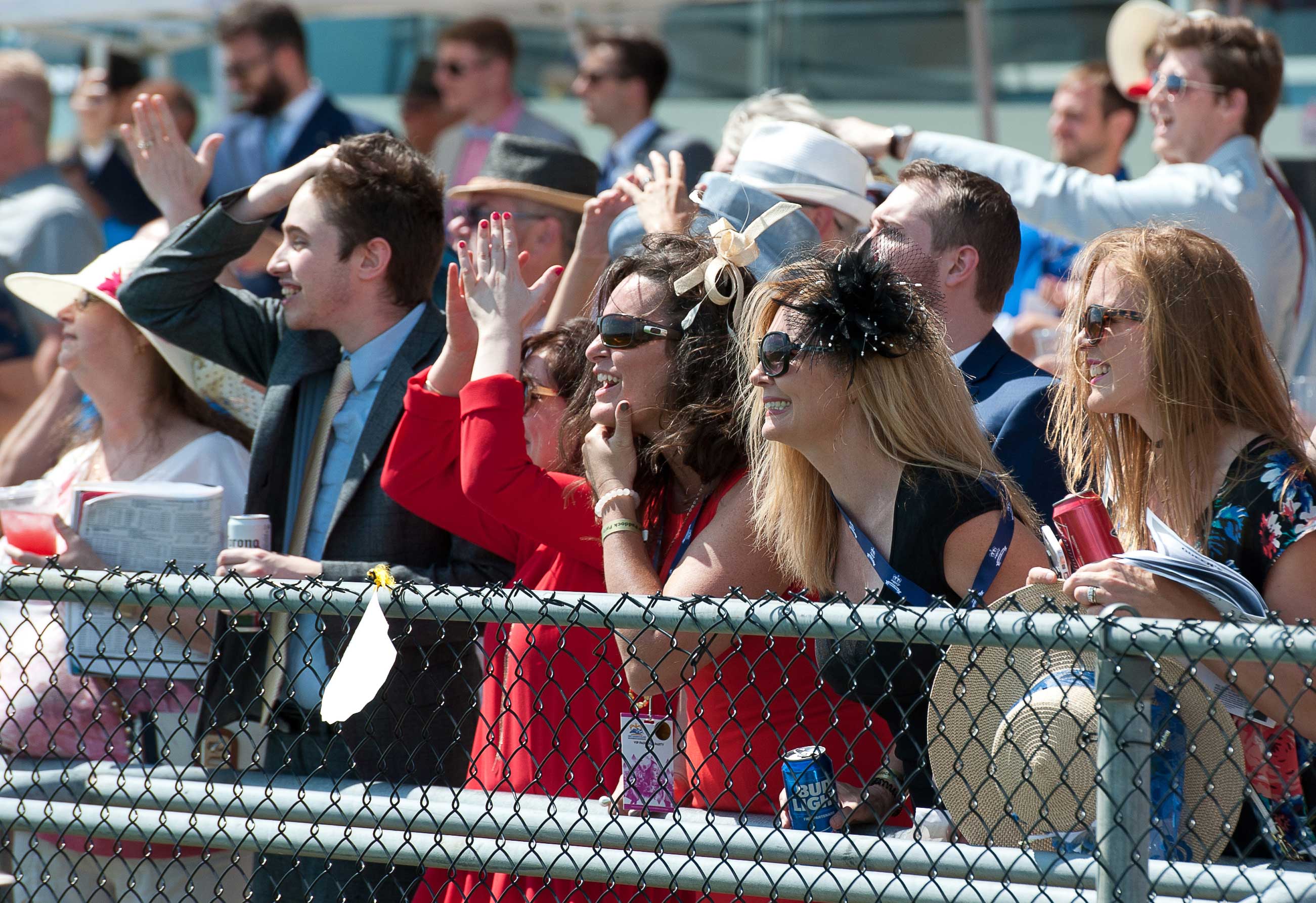 Guests cheering at the Grandstand at Woodbine Racetrack