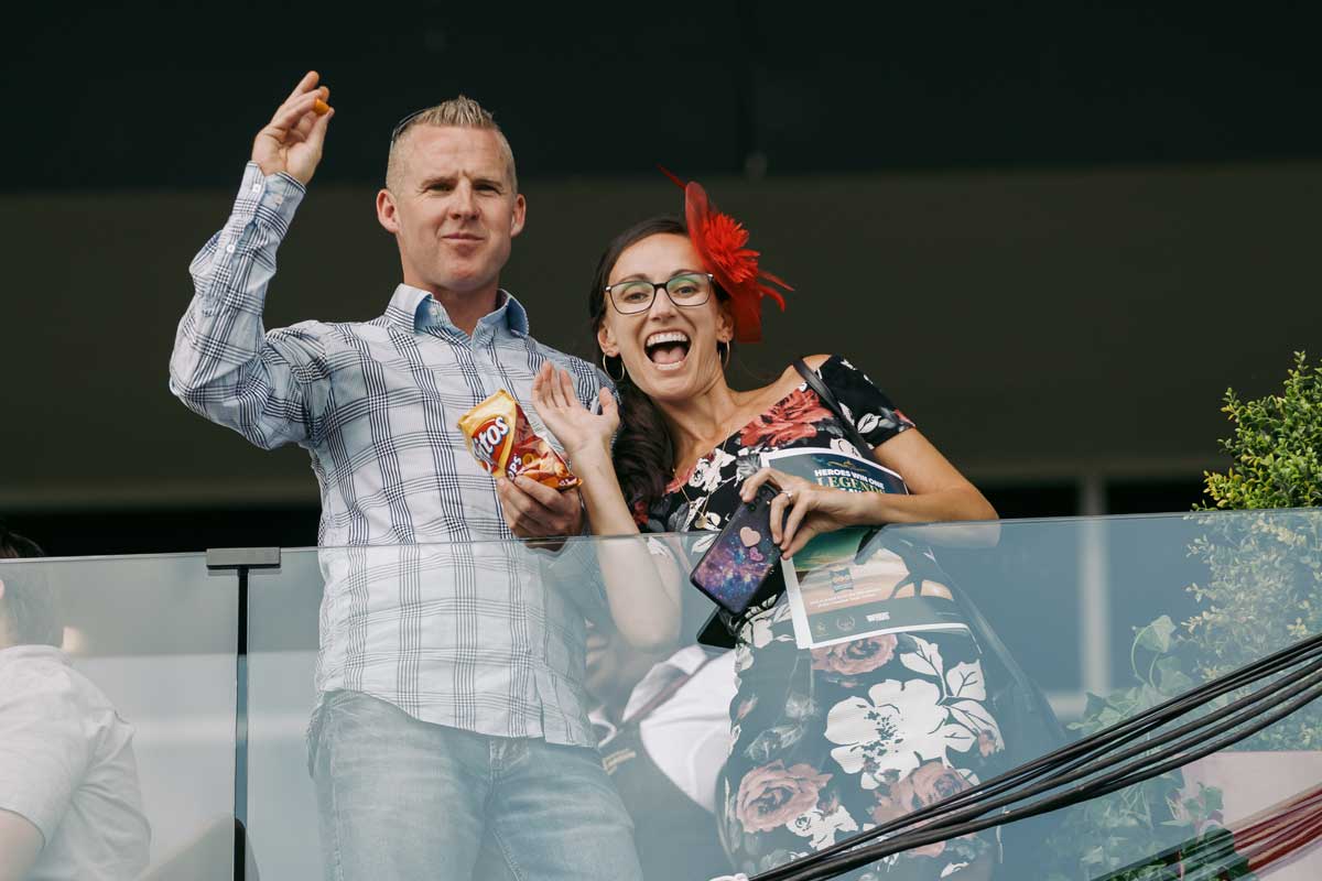 Posing for a photo at the Grandstand at King's Plate