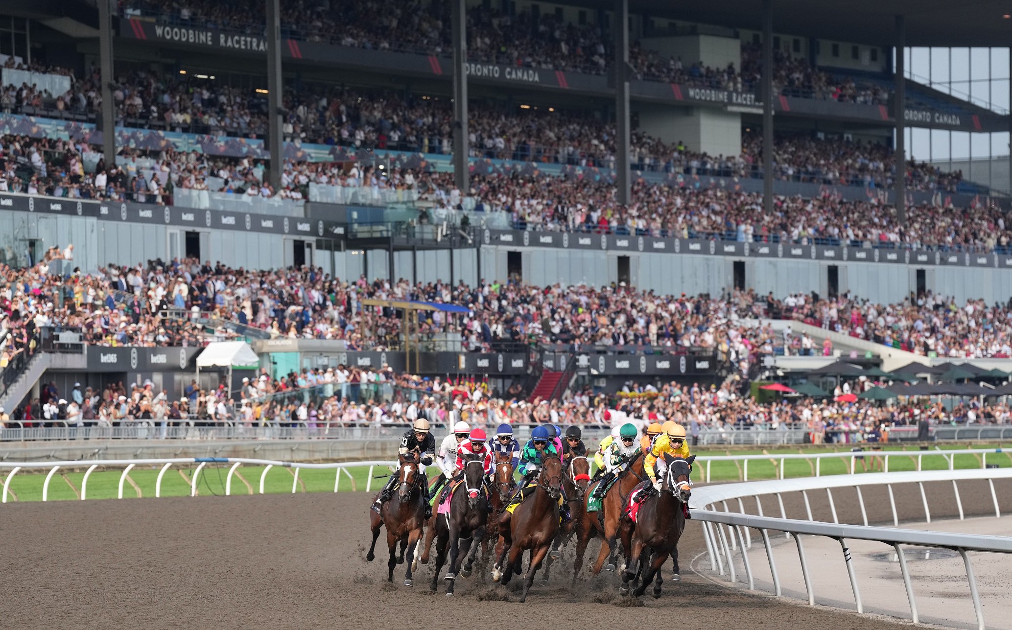 Toronto ON, August 16, 2025.Woodbine Racetrack.Jockey Pietro Moran guides Mansetti to victory in the 166th running of the $1,000,000 dollar King's Plate in a time of 2.02.1 for the 1Mi.1/4.Mansetti is owned by Al and Bill Ulwelling and trained by Kevin Attard.Woodbine/ Michael Burns Photo