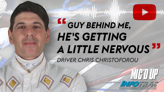 "Guy behind me, he's getting a little nervous" by Diver Chris Christoforou at Mic'd Up presented by Infotrac