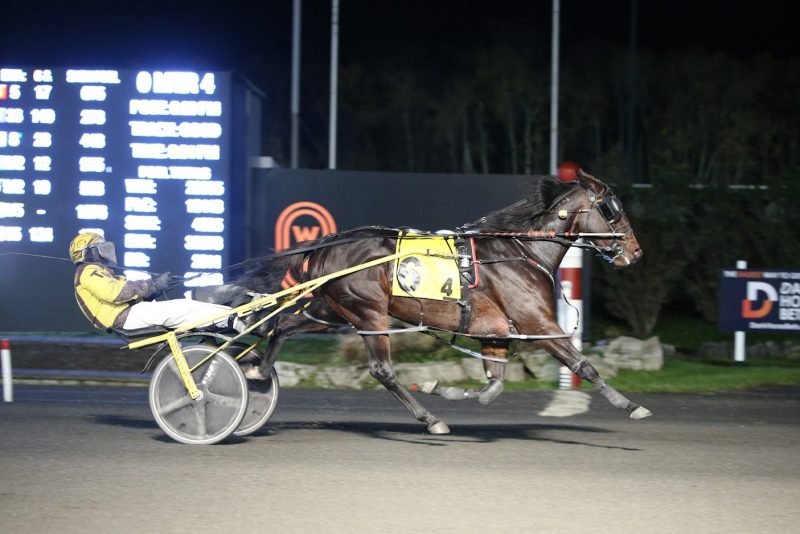 Take A Gamble and driver Trevor Henry earn a decisive win on November 12, 2021 at Woodbine Mohawk Park. (New Image Media)