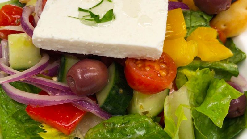 Greek Salad Served at Mohawk Harvest Kitchen