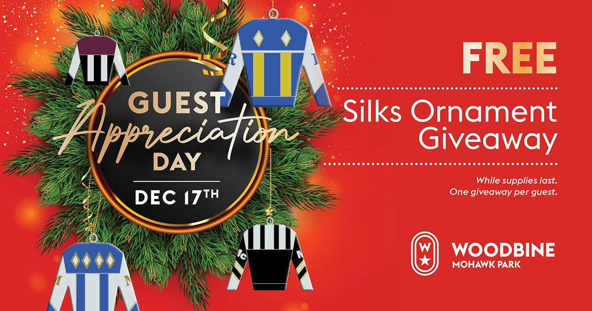 Silk Ornament Giveaway During Guest Appreciation Day At Woodbine Mohawk Park On December 17, 2022