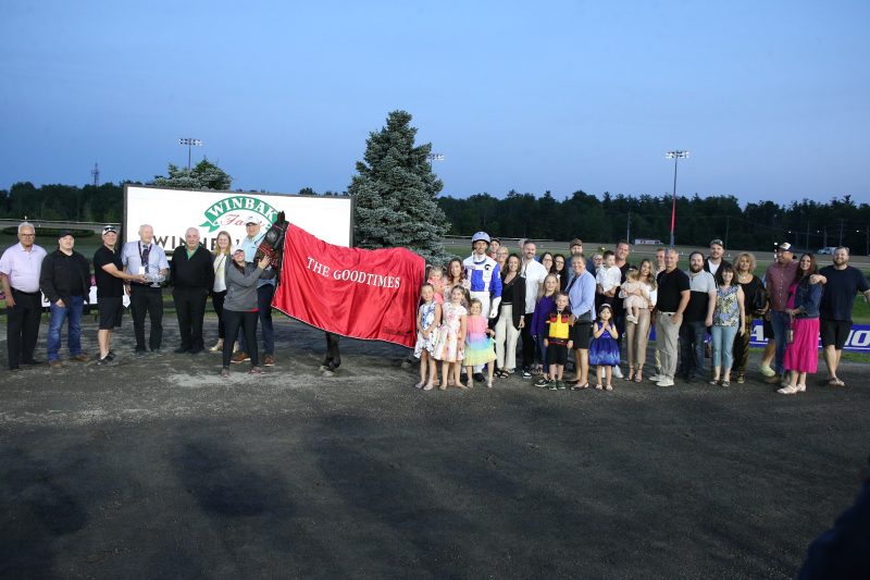 Connections of Southwind Coors celebrate winning the Goodtimes Final at Woodbine Mohawk Park on June 17, 2023 (New Image Media)