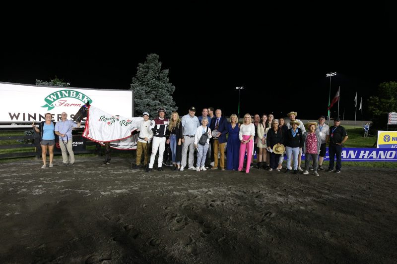 Grace Hill and connections celebrate Roses Are Red Final win on June 17, 2023 at Woodbine Mohawk Park (New Image Media)