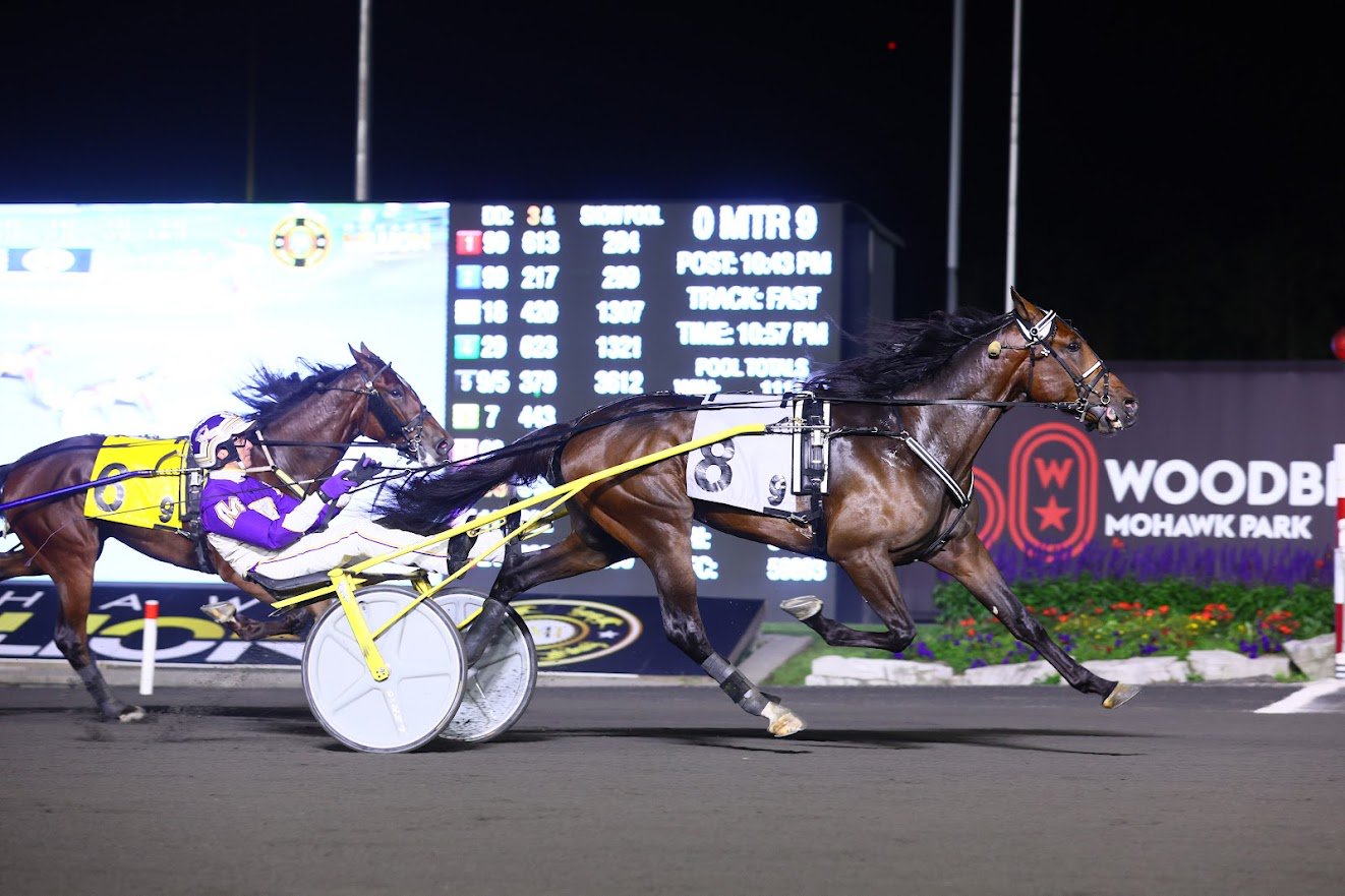 TCI and driver Dave Miller winning the Mohawk Million on September 23, 2023 at Woodbine Mohawk Park (New Image Media)