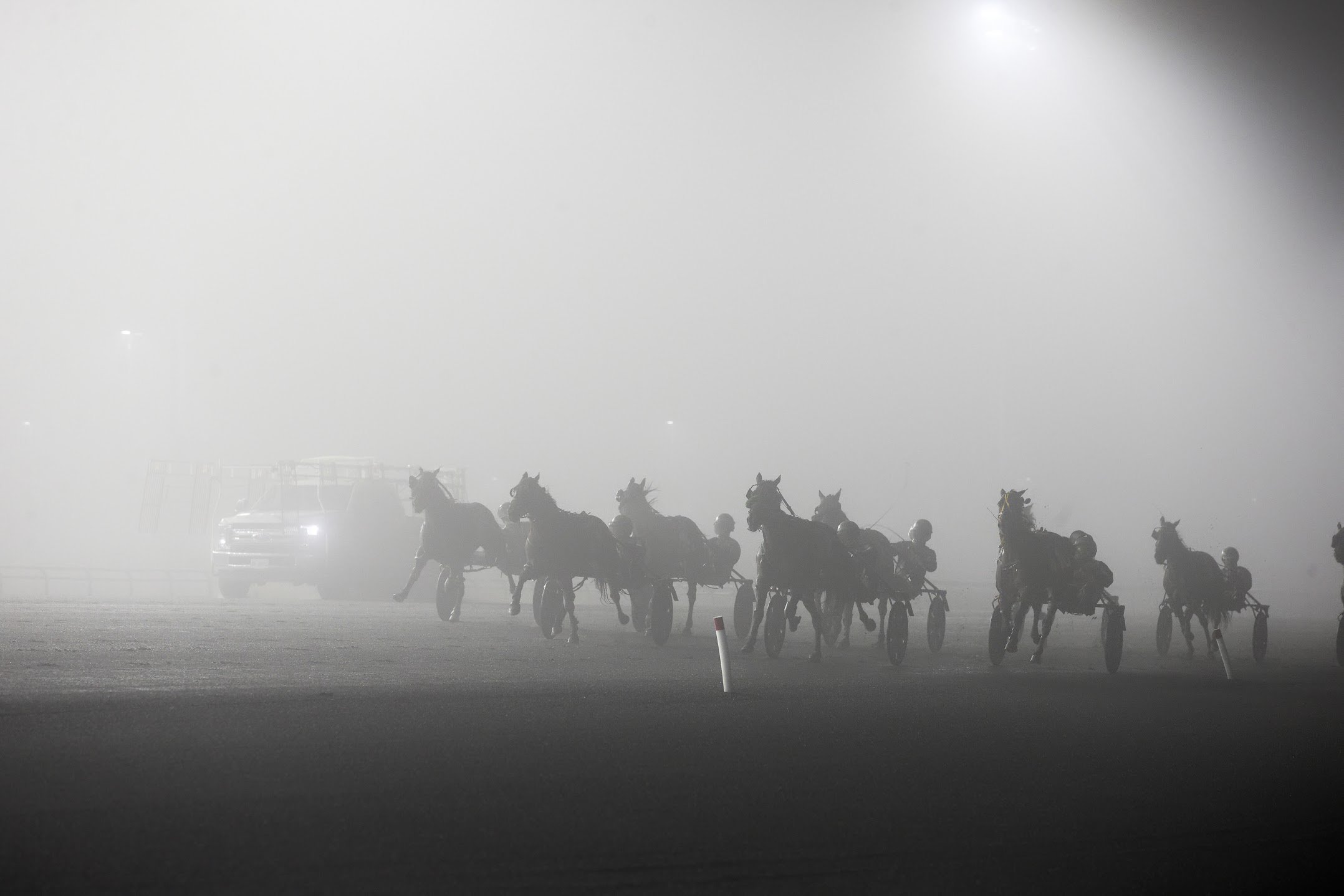 Heavy fog at Woodbine Mohawk Park. (New Image Media)