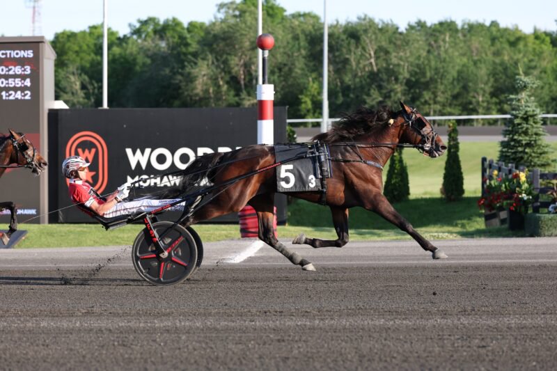 Neighver Punt and driver Dexter Dunn winning the Goodtimes Stakes (G2) on June 13, 2026 at Woodbine Mohawk Park (New Image Media)