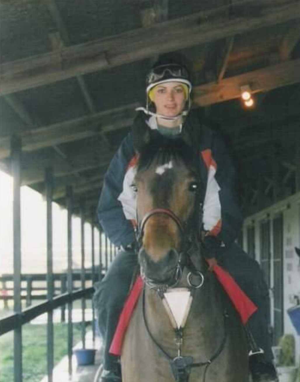 Krista Cole in Ocala, Florida, rides a two-year-old Laurie Silvera.