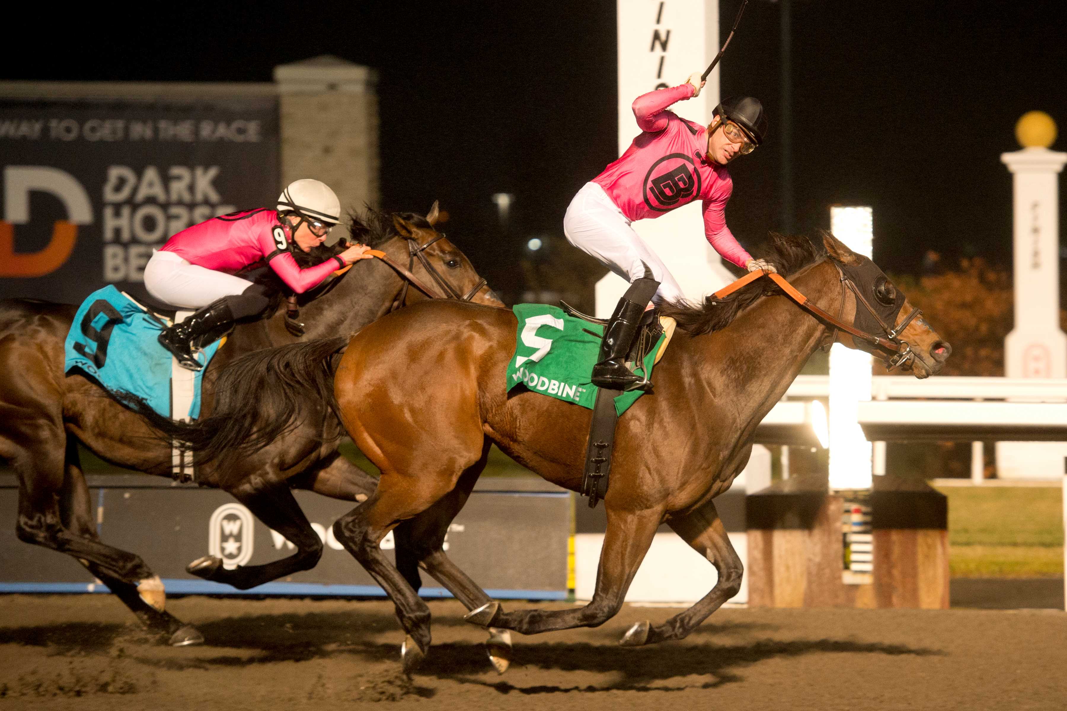 Candy Overload and jockey Sahin Civaci win the 2022 Kennedy Road Stakes (G2) (Photo by Michael Burns)