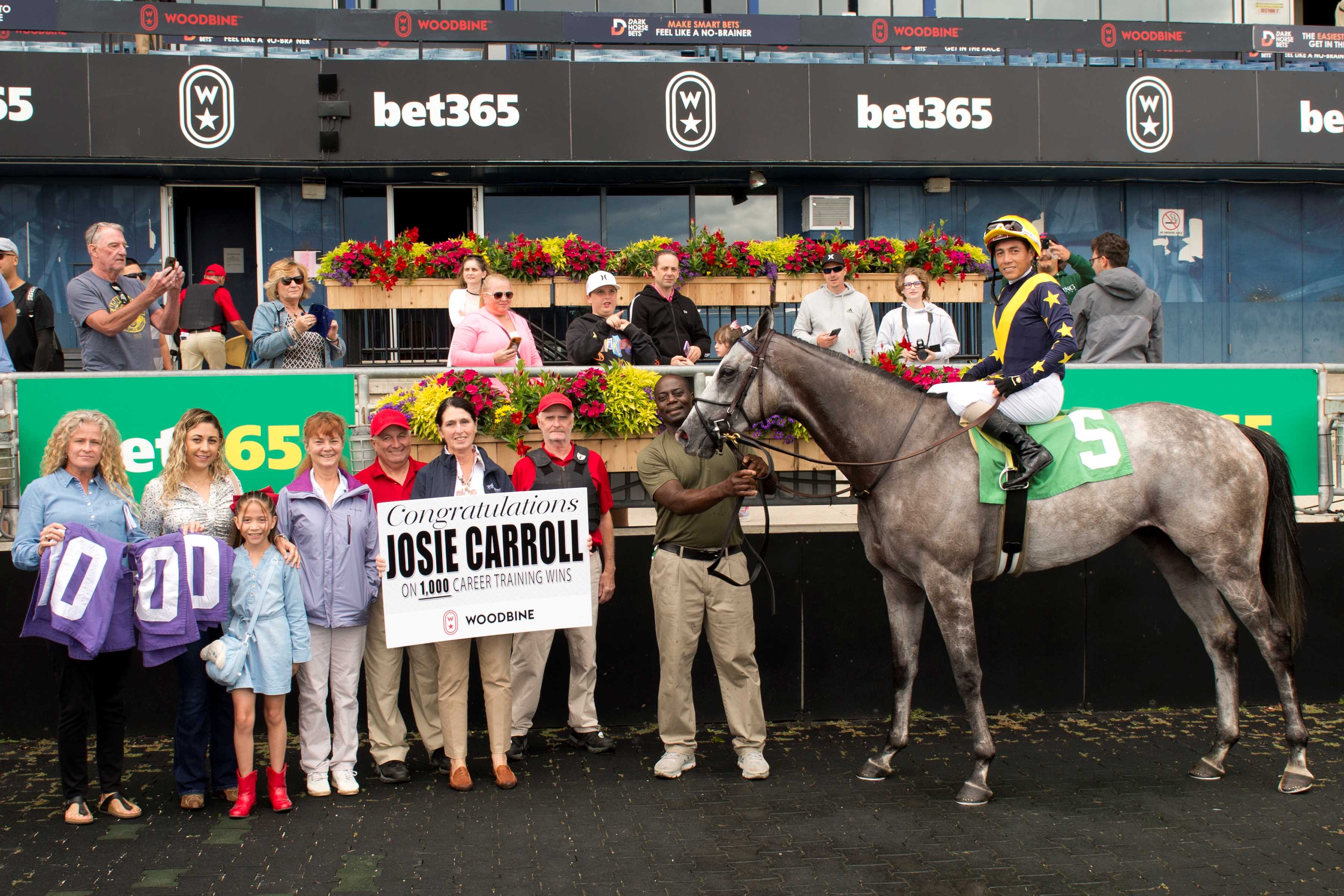 Josie Carroll and Spinzar in the Woodbine winner's Circle