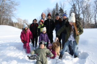 The Moran Clan enjoying family time in the Canadian snow. (Supplied)