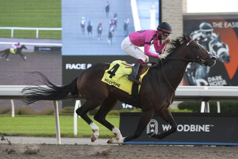 Frosted Over and Kazushi Kimura winning the 2021 Gr. 3 Ontario Derby at Woodbine.