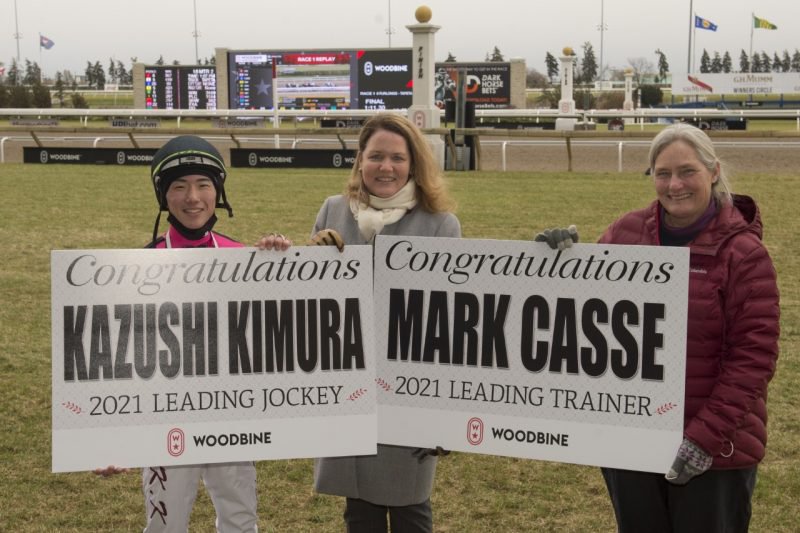 Kazushi Kimura (Jockey) and Mark Casse (Trainer) were recognized as the season leaders on the final day of racing at Woodbine for 2021. (Michael Burns Photo)