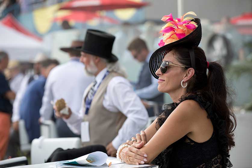 Lady in black at the Queen's Plate at Woodbine Racetrack