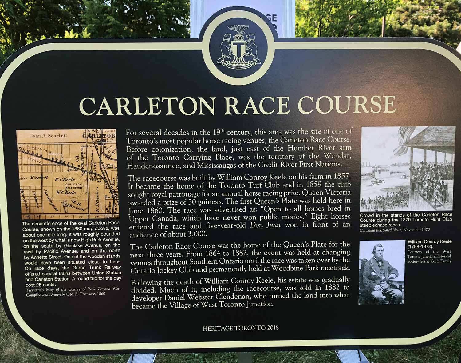 The historic plaque honouring Carleton Race Course (Emily Mallin Photo)