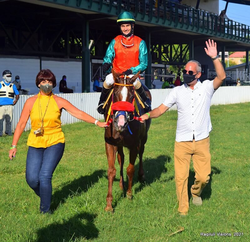 lade Jones and his first career winner, Piton’s Punch with trainer Robert Peirce and owner The Jetsetters.