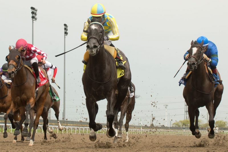 Mark Casse trainee, Summertime Magic, under Patrick Husbands, edges out 2021 Sovereign Award winner Mrs. Barbara, to win the $100,000 Ruling Angel Stakes at Woodbine on May 21st, 2022. (Michael Burns Photo)