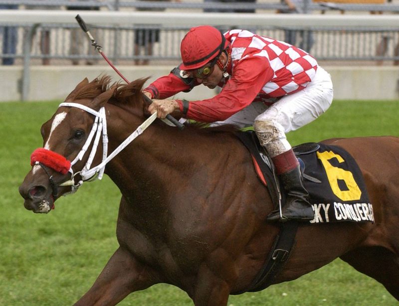 Jockey Todd Kabel rides Sky Conqueror to a win in the 2006 Northern Dancer Turf Stakes at Woodbine Racetrack. Michael Burns Photo.