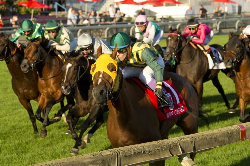 Town Cruise winning the 2021 Grade 1 Ricoh Woodbine Mile over the E.P. Taylor Turf Course.