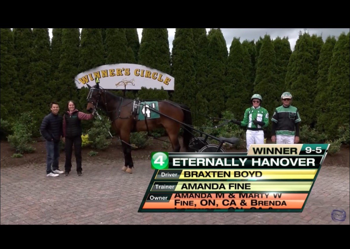 Omar Moreno and Amanda Fine in the winner's circle