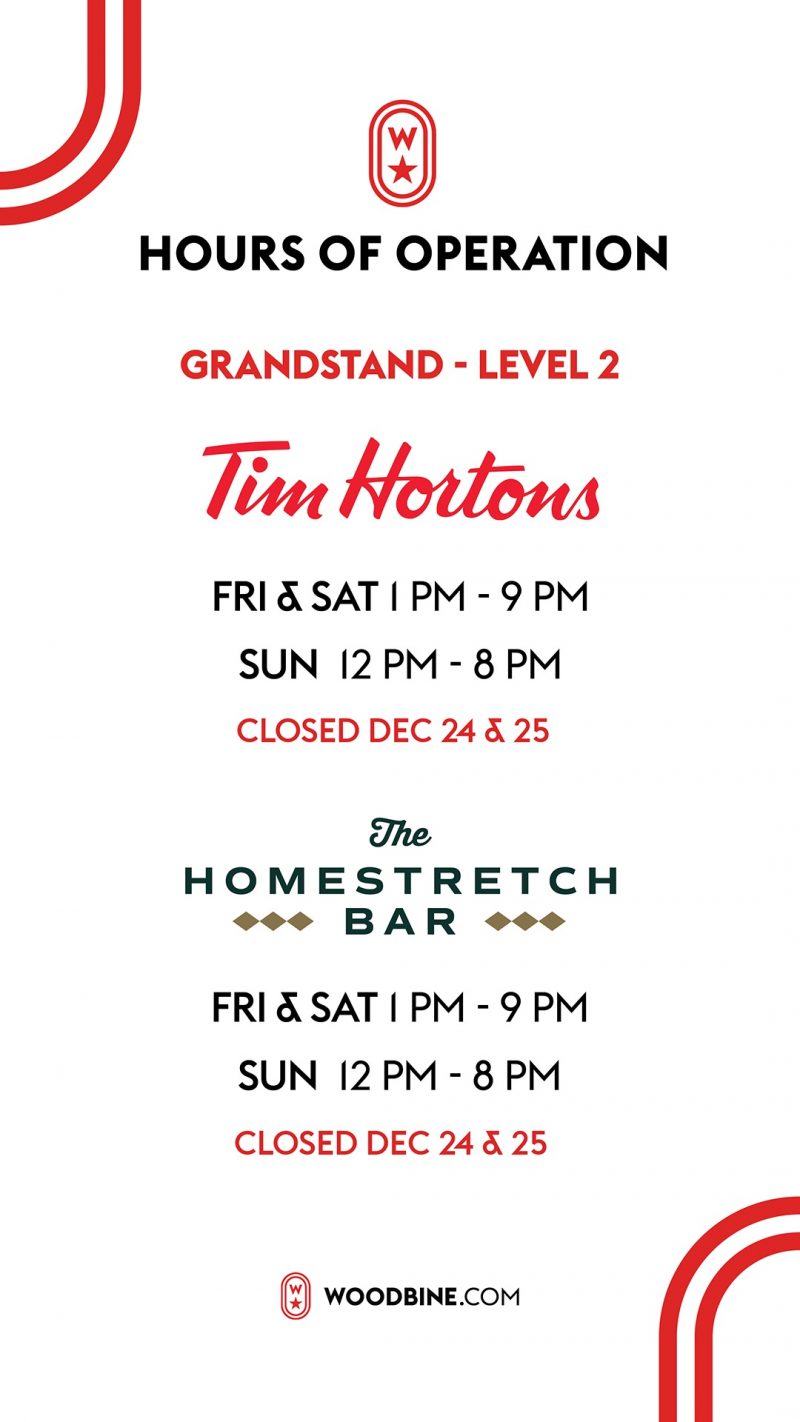 Hours of Operation Woodbine Racetrack